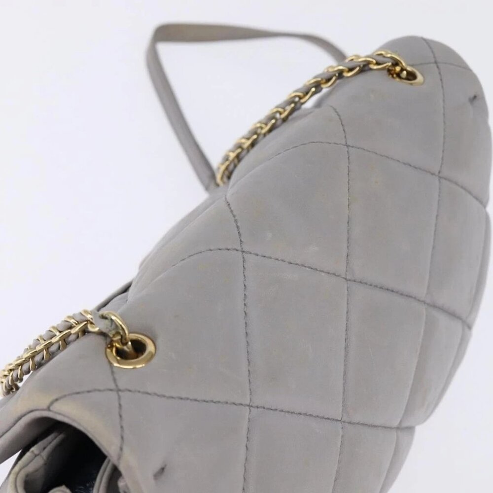 Salvatore Ferragamo Chain Vala Shoulder Bag Leather Gray Gold Auth 147515 - Picture 7 of 16